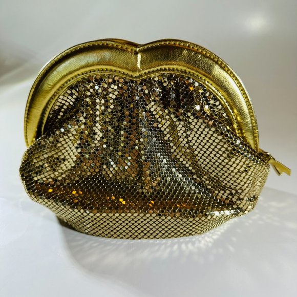 Gorgeous Vintage Gold Metal mesh evening bag with long strap zip closure EUC - Picture 6 of 6